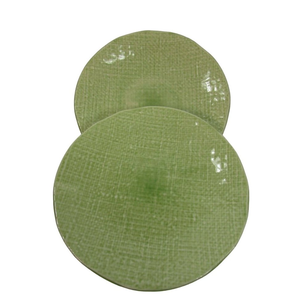 2 Ballard Designs Salad Plate Pale Green Woven Weave 28866 Plates
